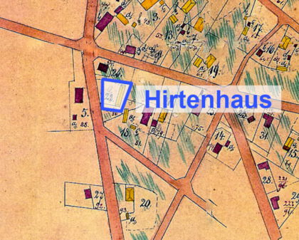 Offensener Hirtenhaus. Karte Offensen von 1852,1853. Berichtigt 1883