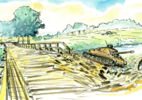 Panzer der Alliierten, beim Überqueren der alten Holzbrücke von Altencelle.